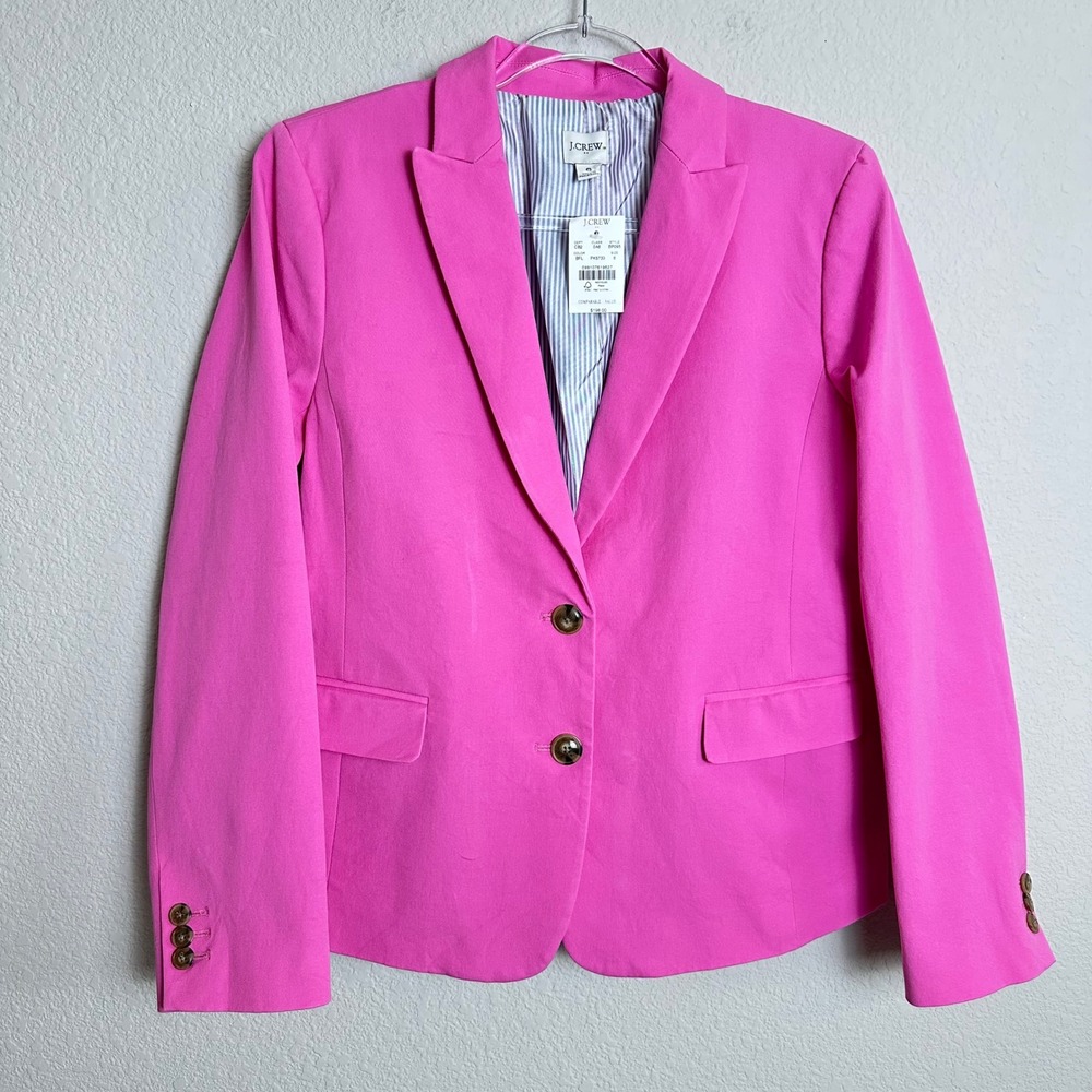 J.Crew Womens Pink Two Button Stretch Cotton Blazer BP095 Fuchsia Size 6 NEW